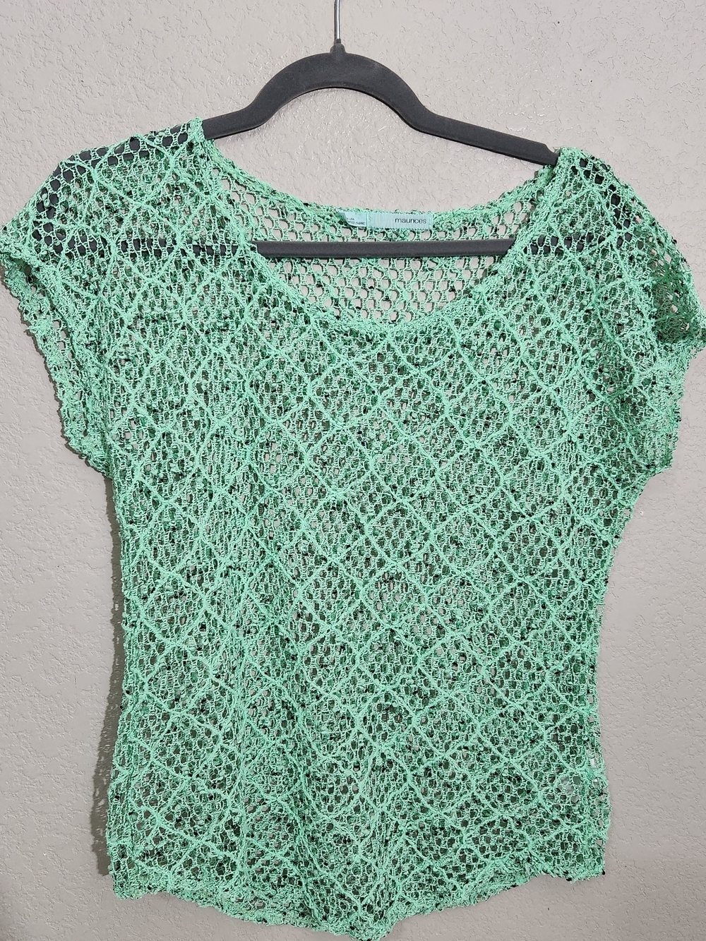 Maurices Mint Green Crochet Short Sleeve Top